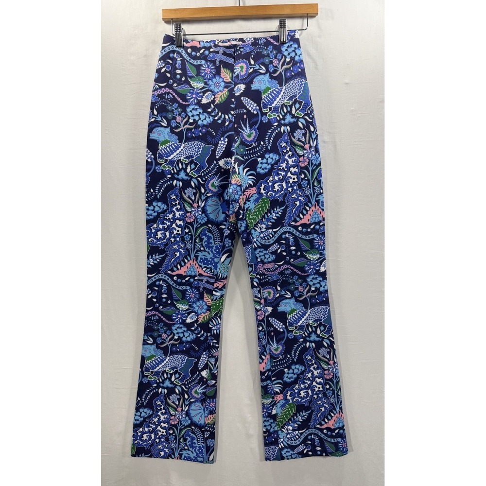 CK Bradley Meister Pants, Pink/Navy Print Size XSmall Dragon Print Chinese Fun
